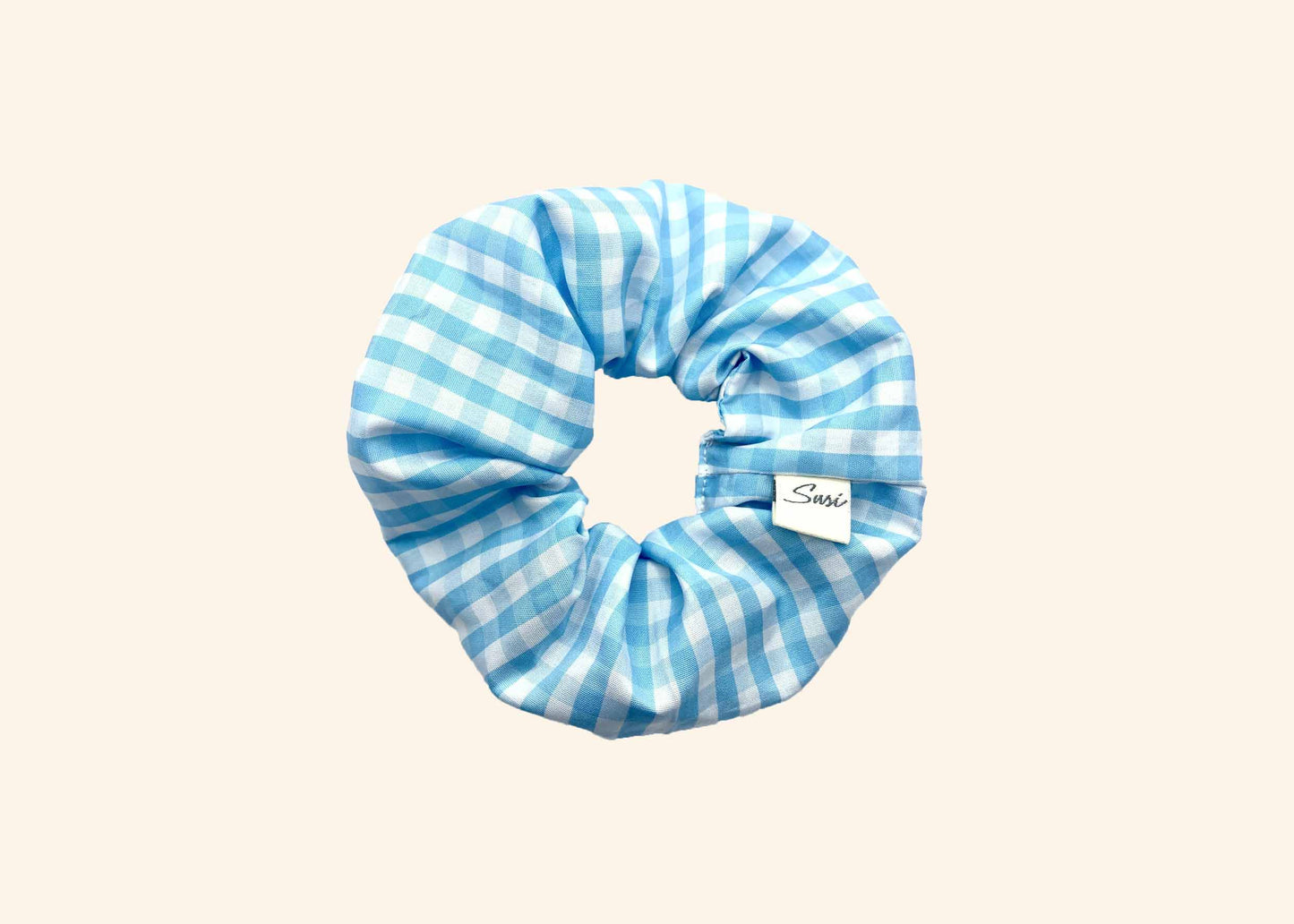 Scrunchie Pastel Blue Karo