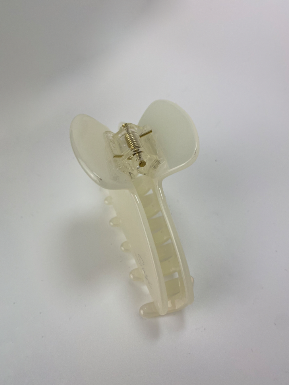 nachhaltige plastifreie Haarspange bio ohne plastik cellulose Haarklammer clawclip vegan perlmutt weiß glossy qualität