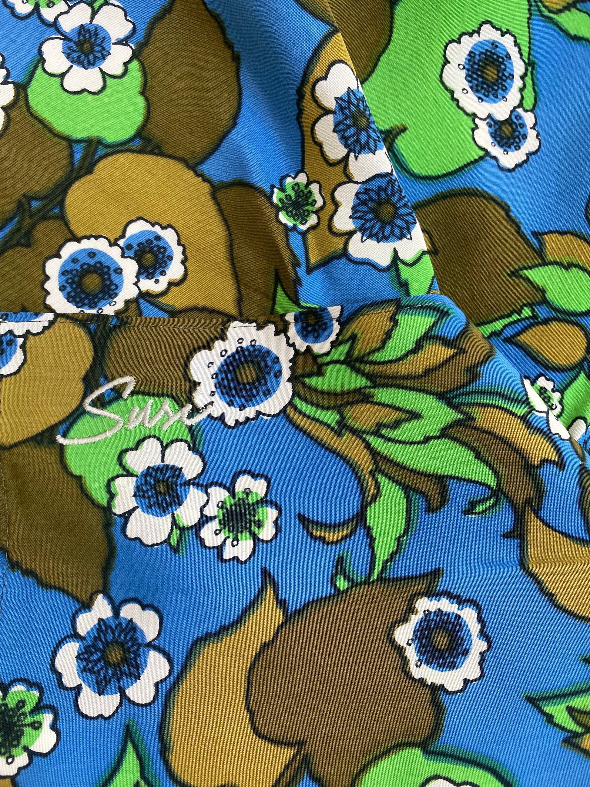 Headscarf Vintage Waterflower Blue Green Brown Flower Scarf Premium Hair Accessories | Made in Germany | Sustainable Susi