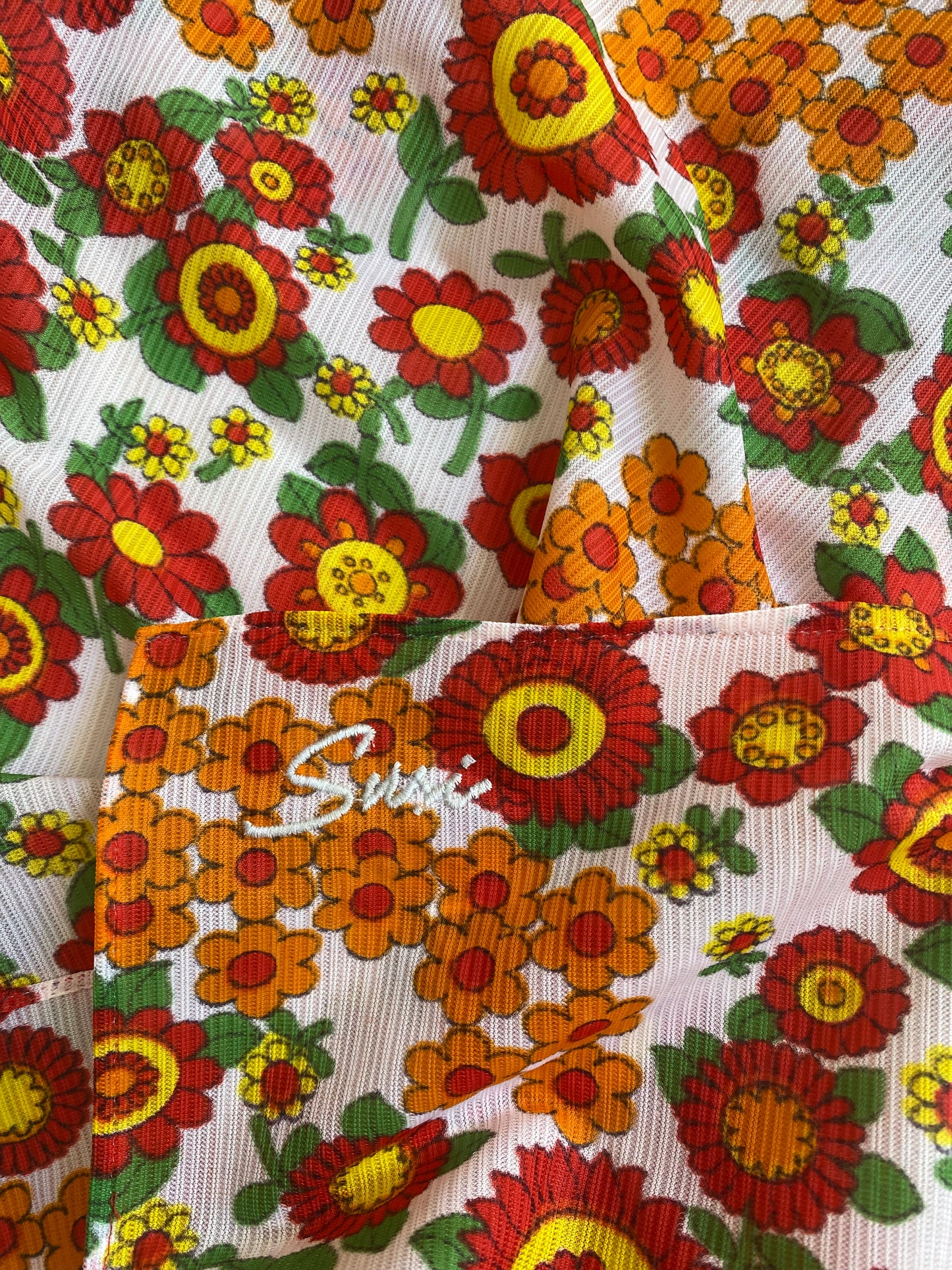Headscarf Vintage Flowerpower Orange Flower White Scarf Premium Hair Accessories | Made in Germany | Sustainable Susi