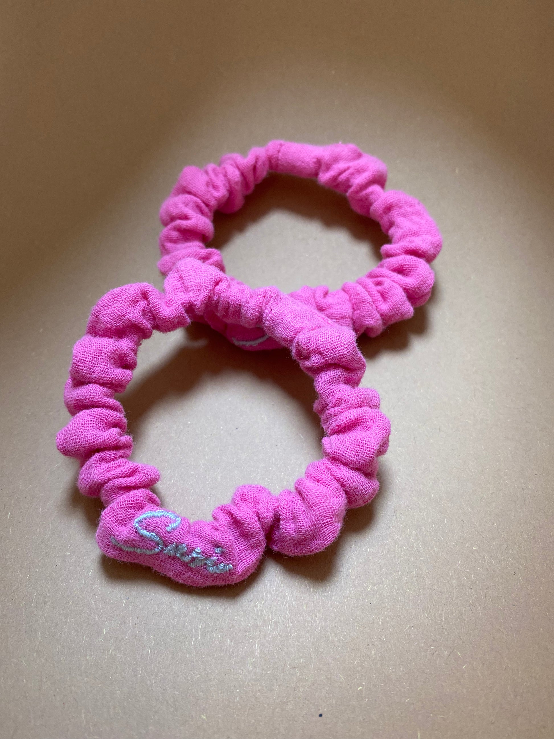 2 Pack Hair Tie Ease Flamingo Pink Scrunchie Premium Hair Accessories GOTS Cotton Muslin | Made in Germany | Sustainable Susi